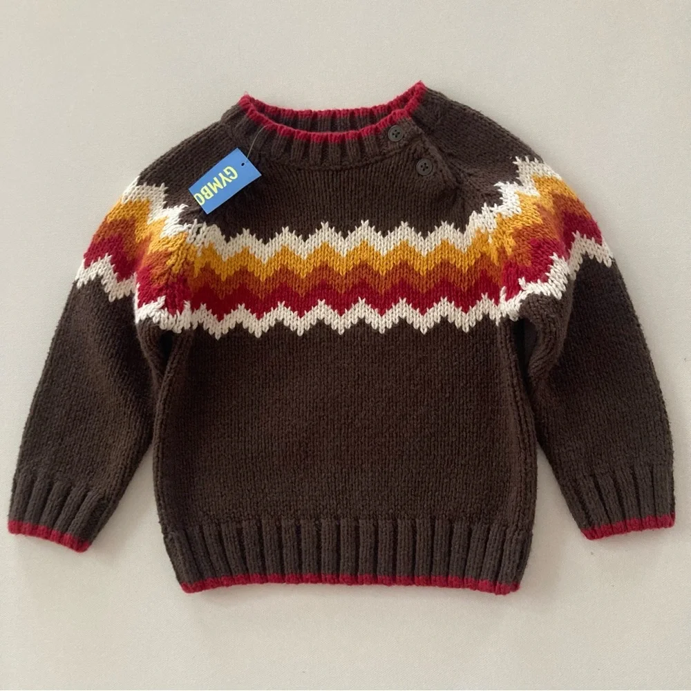 Gymboree Baby Boy 18-24 Months Fall Sweater Thanksgiving Brown Orange NWT